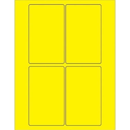 Box Partners Box Partners LL175YE 3 x 5 in. Fluorescent Yellow Rectangle Laser Labels - Pack of 400 LL175YE